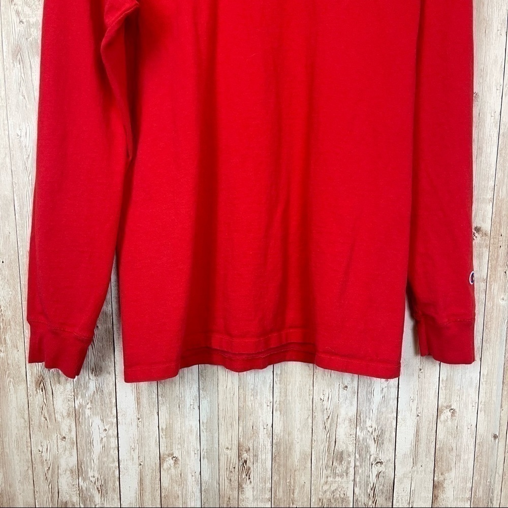 Champion Heritage C Patch Red Long Sleeve Crewneck Top Size Large Men - Picture 7 of 12